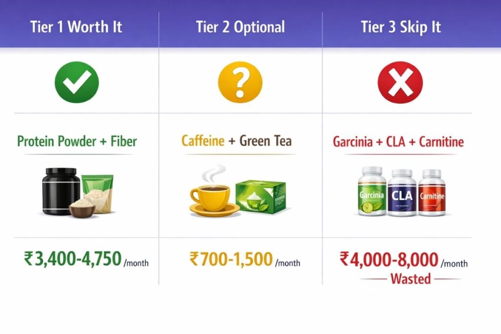 Weight loss supplement cost comparison India - tier 1 vs tier 2 monthly prices
